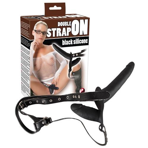  You2Toys  -  Double  Strap  On  Black  Silicone 