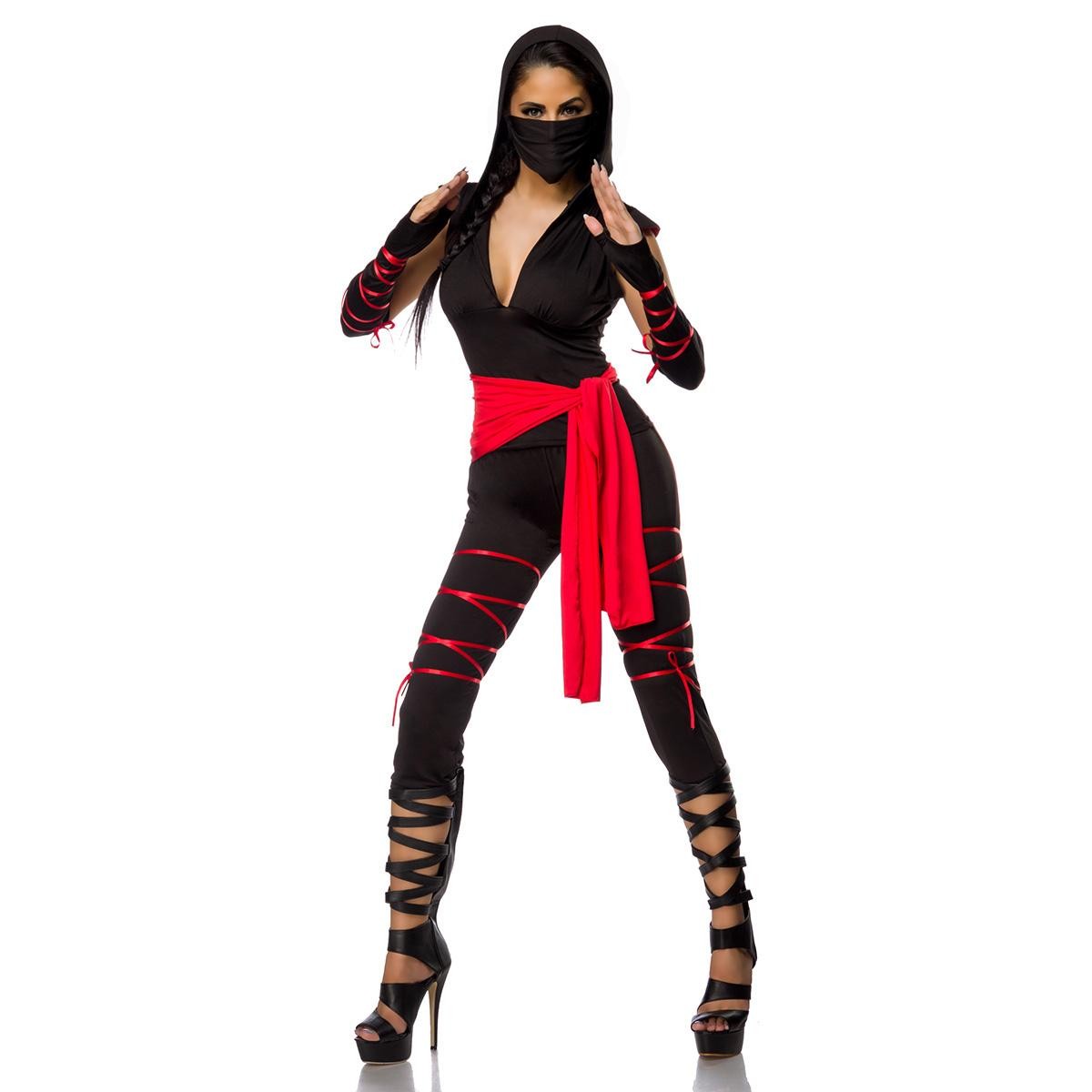  heißes  Ninja-Outfit  -  schwarz/rot 
